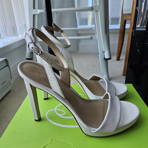 Sam Edelman Jade White Heels Sandals 8.5 platform bridal - Picture 2 of 12